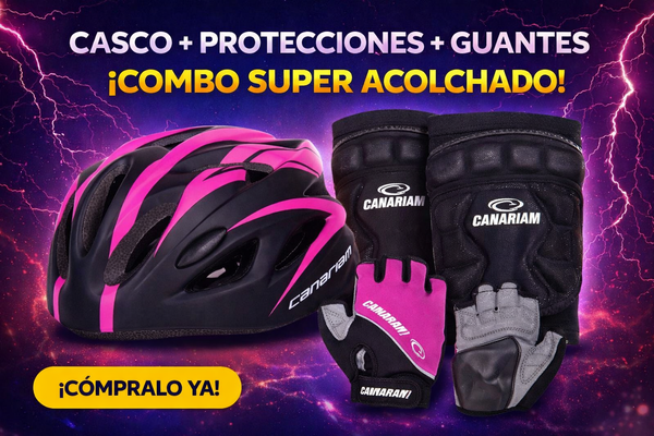 Combo protecciones Elásticas + Casco + Guantes